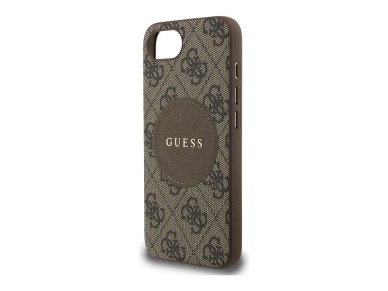 Guess 4G Circle Classic Logo MagSafe case for iPhone 16e - brown