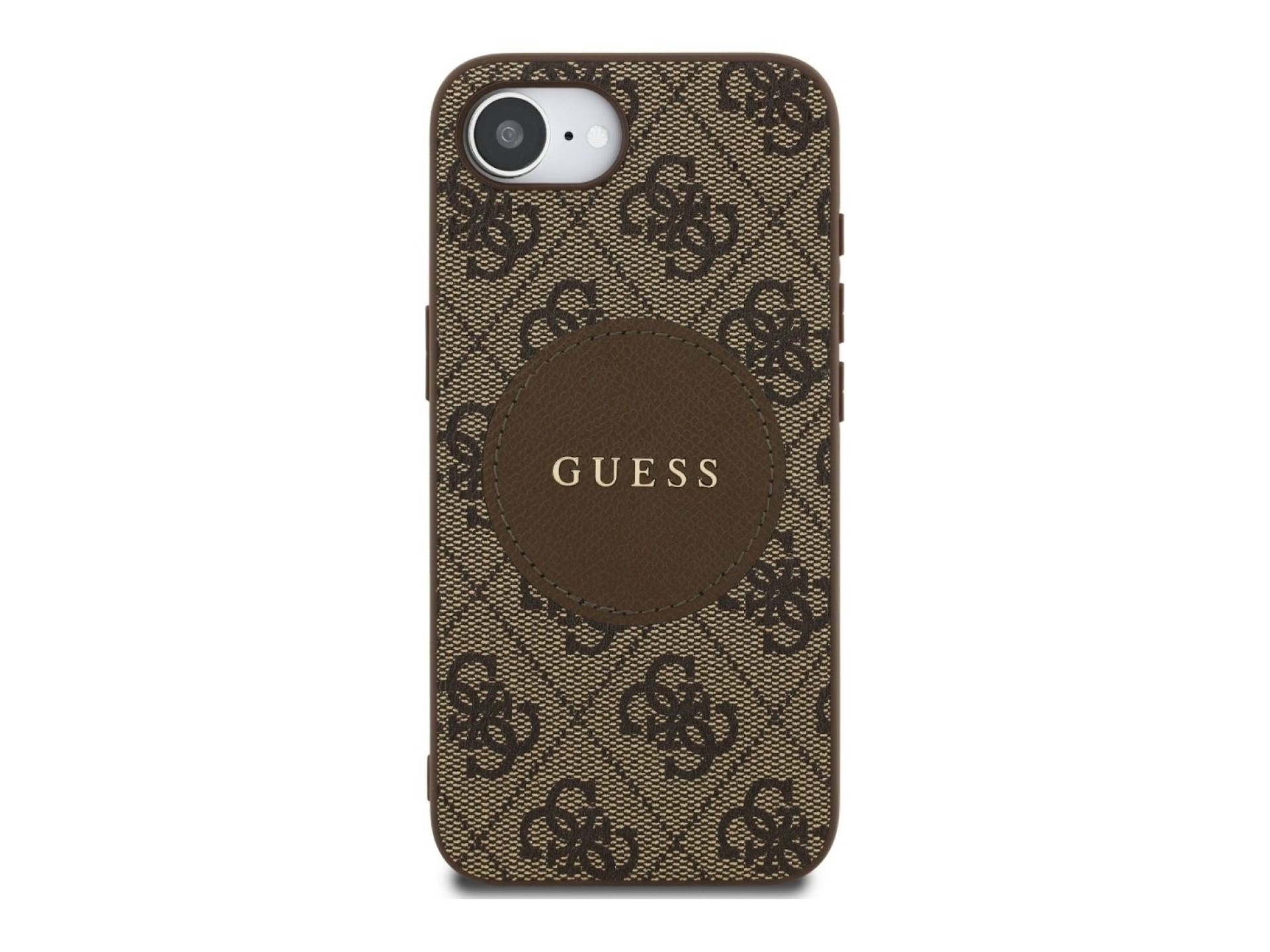 Funda Guess 4G Circle Classic Logo MagSafe para iPhone 16e - marrón
