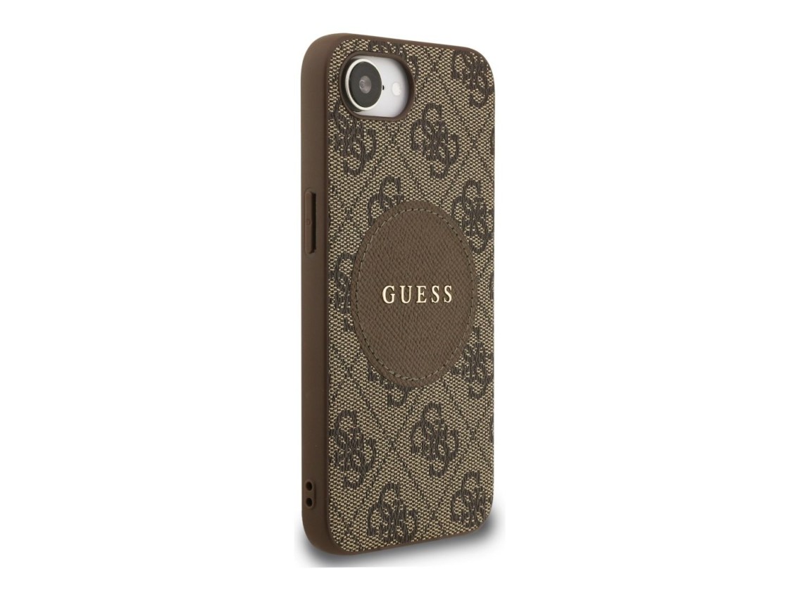 Funda Guess 4G Circle Classic Logo MagSafe para iPhone 16e - marr�n