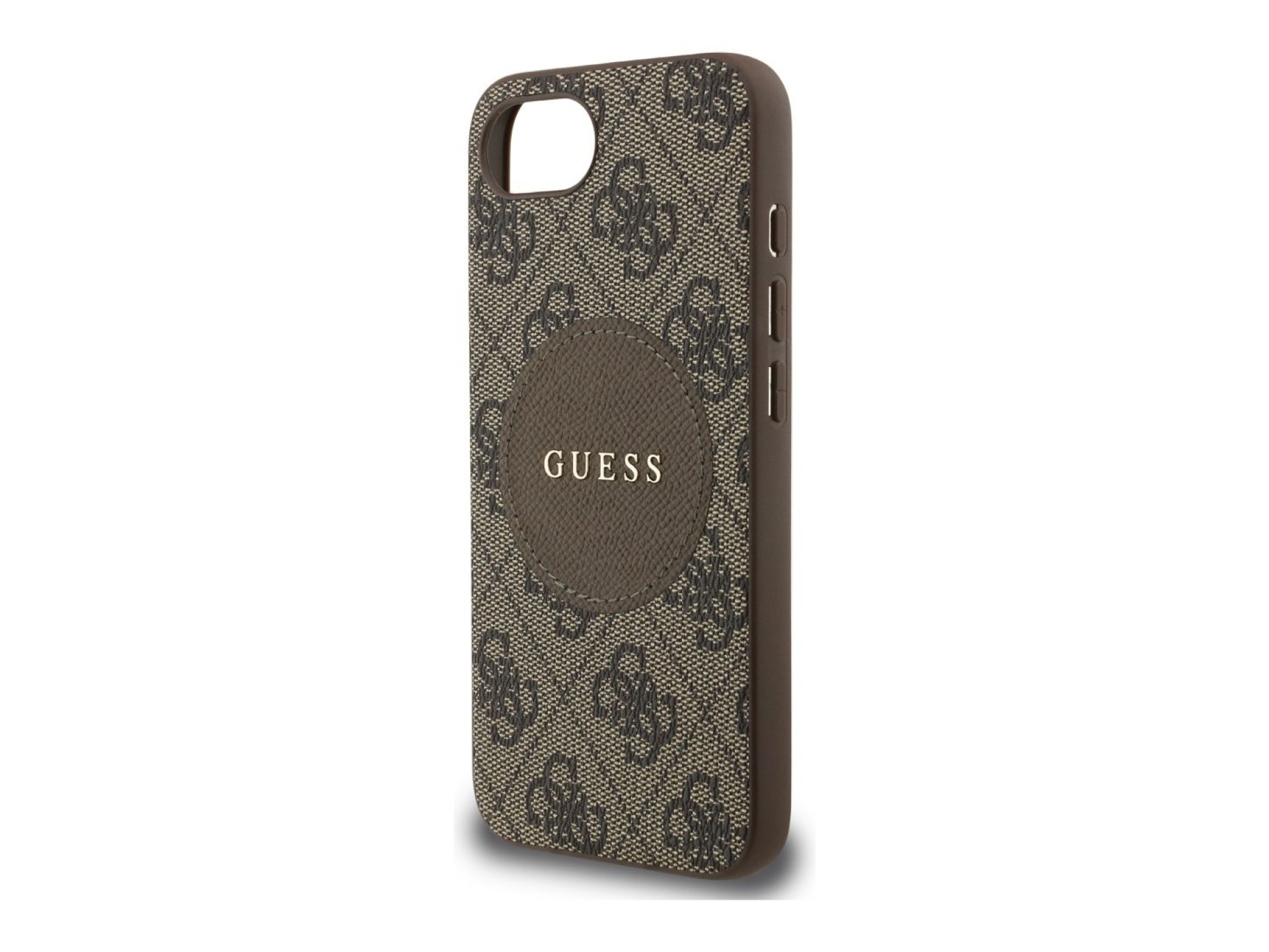 Funda Guess 4G Circle Classic Logo MagSafe para iPhone 16e - marrón