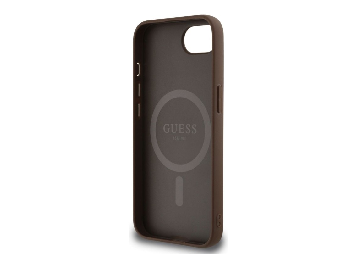 Funda Guess 4G Circle Classic Logo MagSafe para iPhone 16e - marr�n