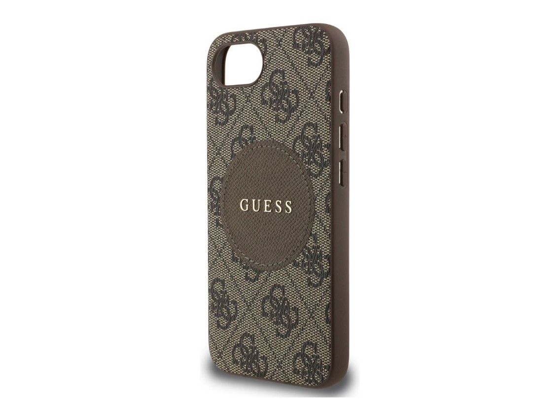 Funda Guess 4G Circle Classic Logo MagSafe para iPhone 16e - marr�n
