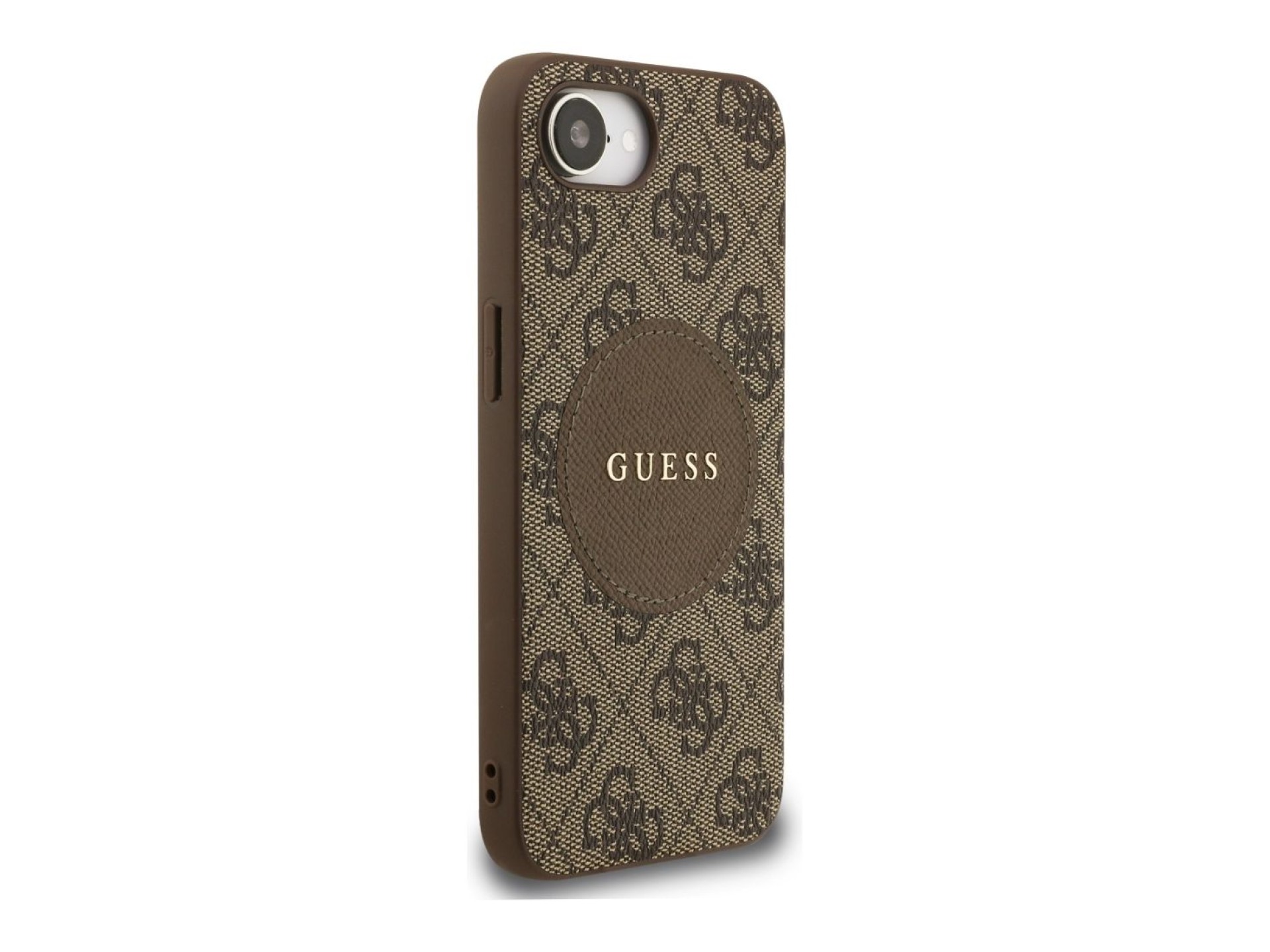 Funda Guess 4G Circle Classic Logo MagSafe para iPhone 16e - marrón