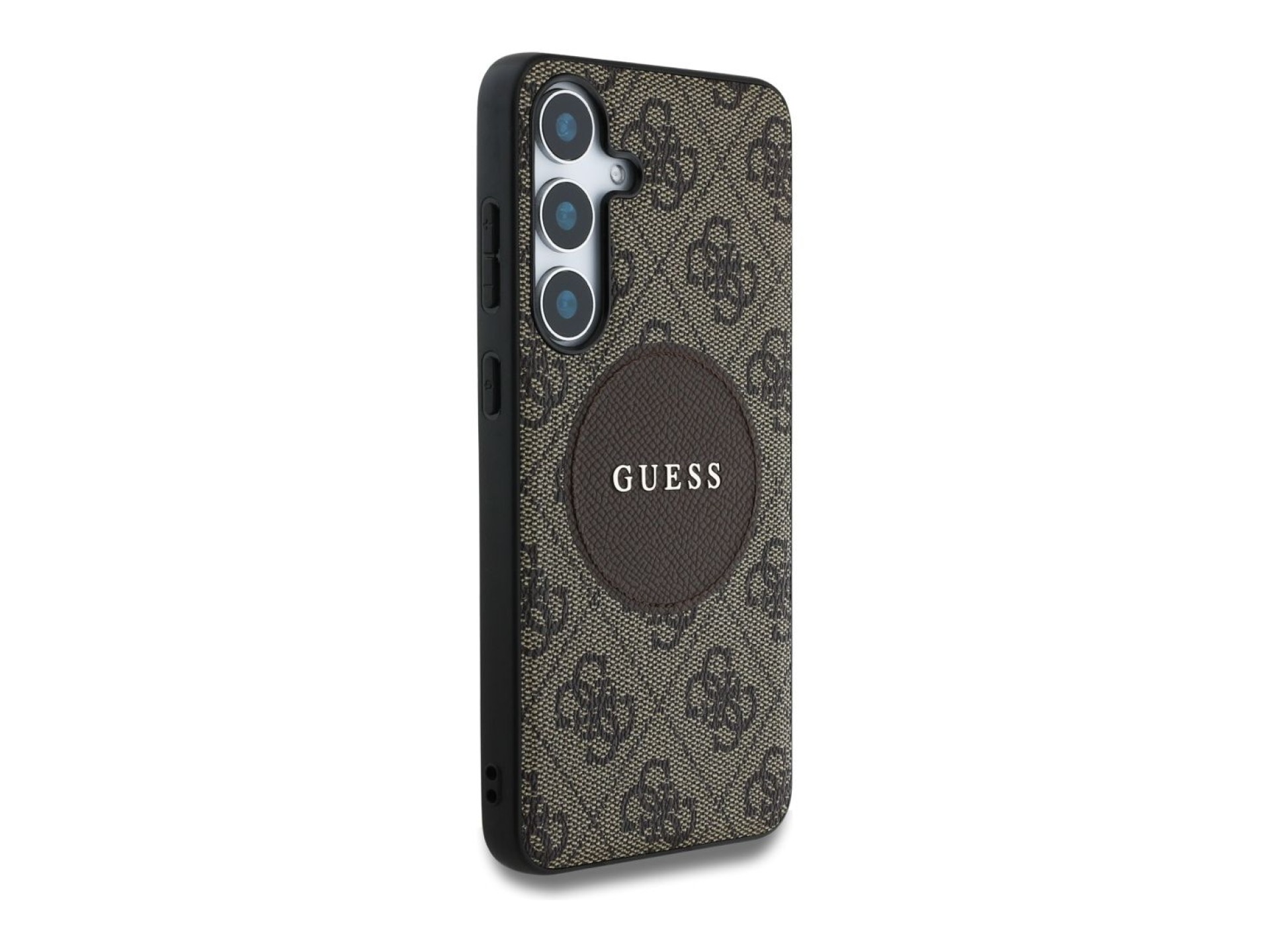Funda Guess 4G Round Patch Classic Logo MagSafe para Samsung Galaxy S25 Plus - Marrón