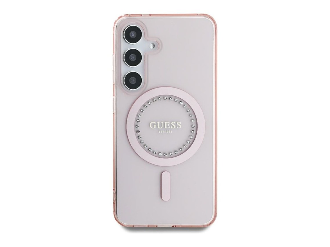 Guess Rhinestones Printed Classic Logo MagSafe Case for Samsung Galaxy S25 - Pink