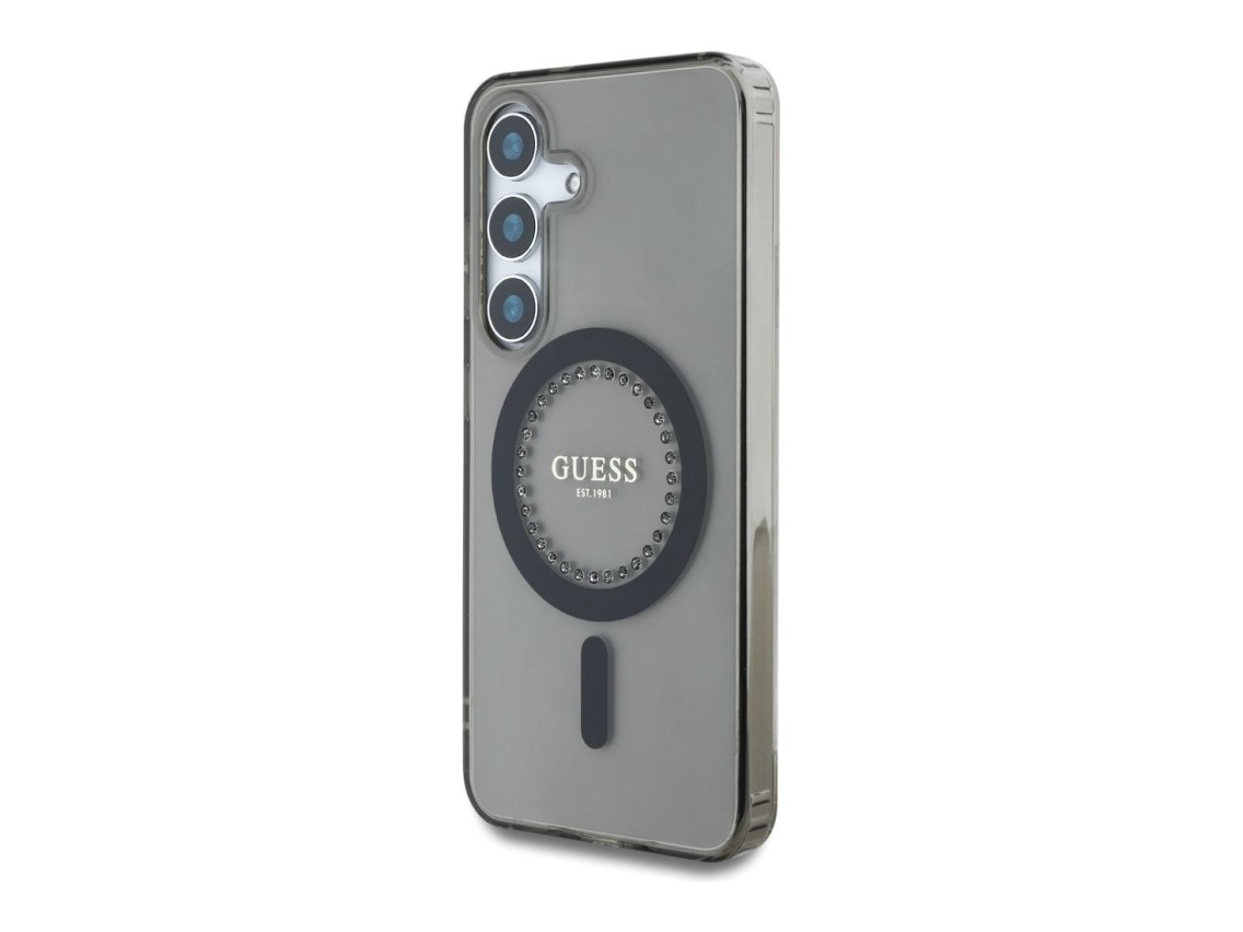 Guess Rhinestones Printed Classic Logo MagSafe Samsung Galaxy S25 case black