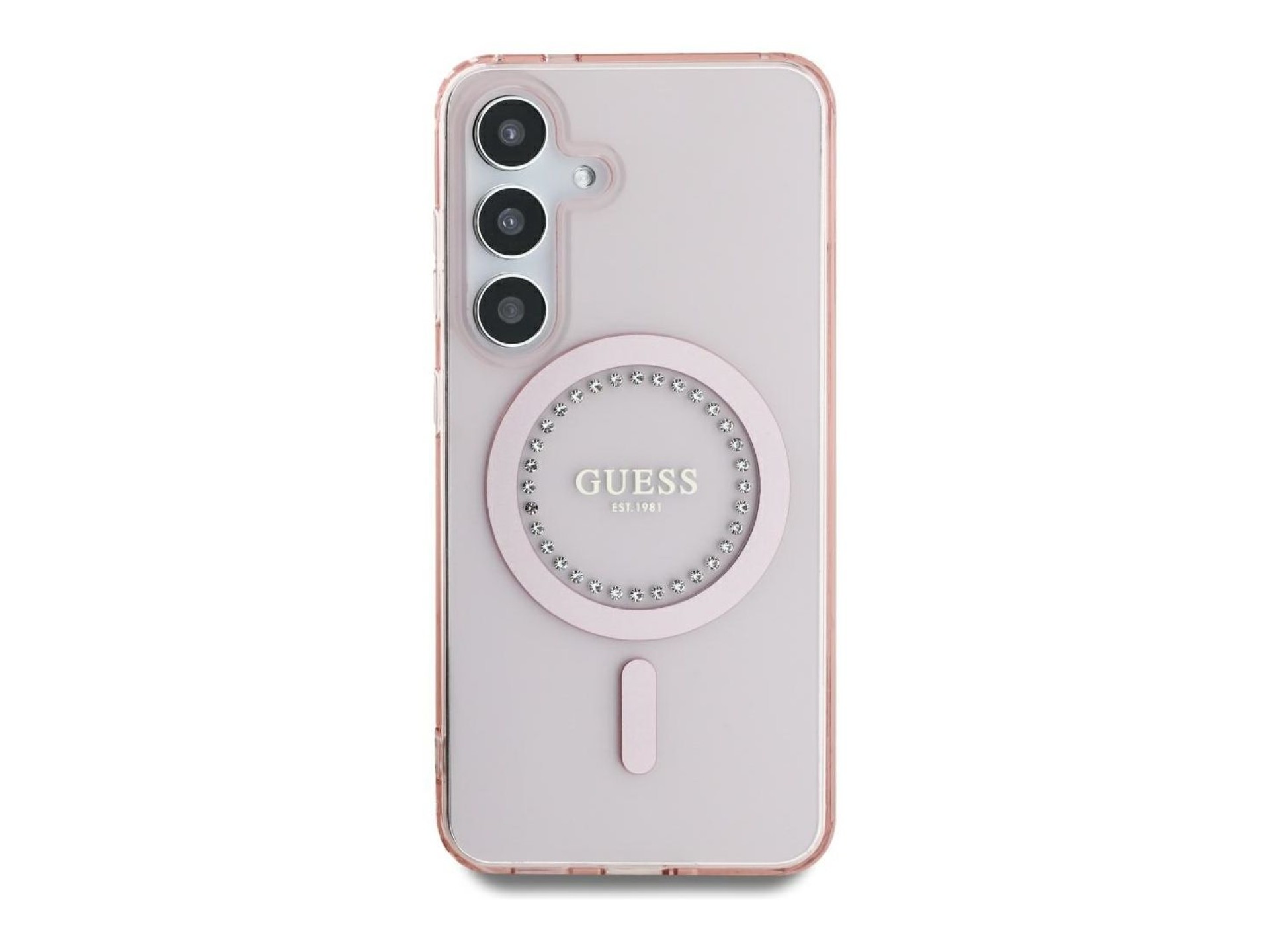 Guess Rhinestones Printed Classic Logo MagSafe Case for Samsung Galaxy S25 - Pink