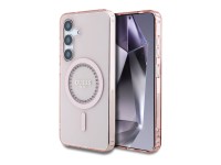 Capa MagSafe Guess com log�tipo cl�ssico impresso em strass para Samsung Galaxy S25 - Rosa