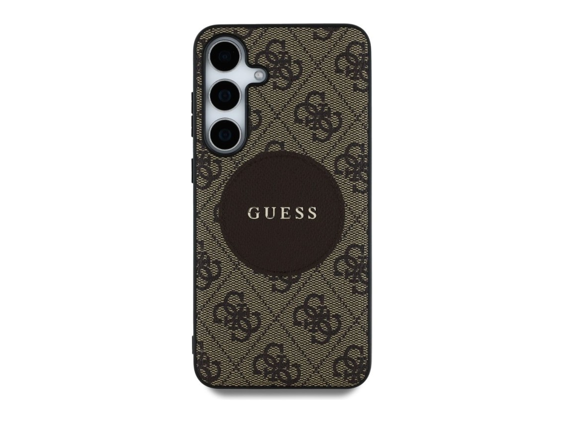 Funda Guess 4G Round Patch Classic Logo MagSafe para Samsung Galaxy S25 Plus - Marrón