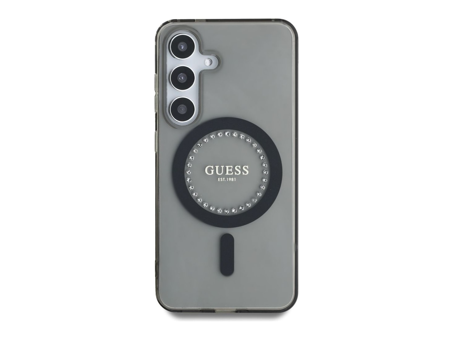 Guess Rhinestones Printed Classic Logo MagSafe Samsung Galaxy S25 case black