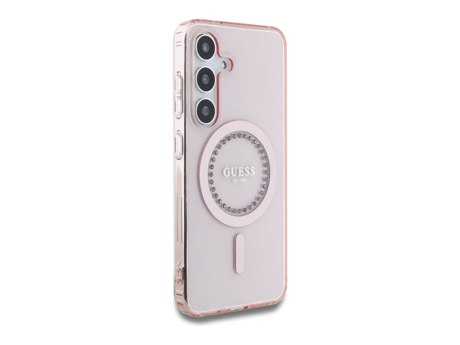 Guess Rhinestones Printed Classic Logo MagSafe Case for Samsung Galaxy S25 - Pink