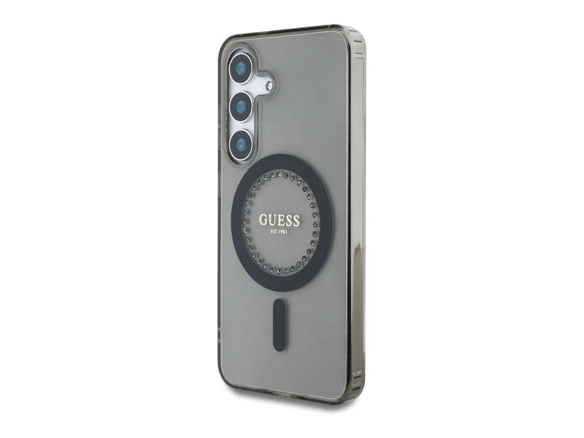 Guess Rhinestones Printed Classic Logo MagSafe Samsung Galaxy S25 case black