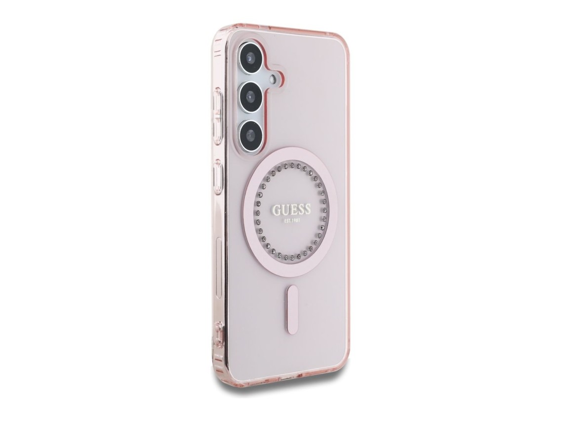 Guess Rhinestones Printed Classic Logo MagSafe Case for Samsung Galaxy S25 - Pink