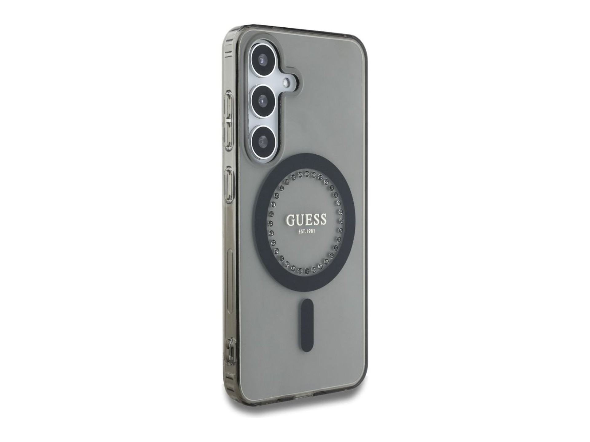 Guess Rhinestones Printed Classic Logo MagSafe Samsung Galaxy S25 case black