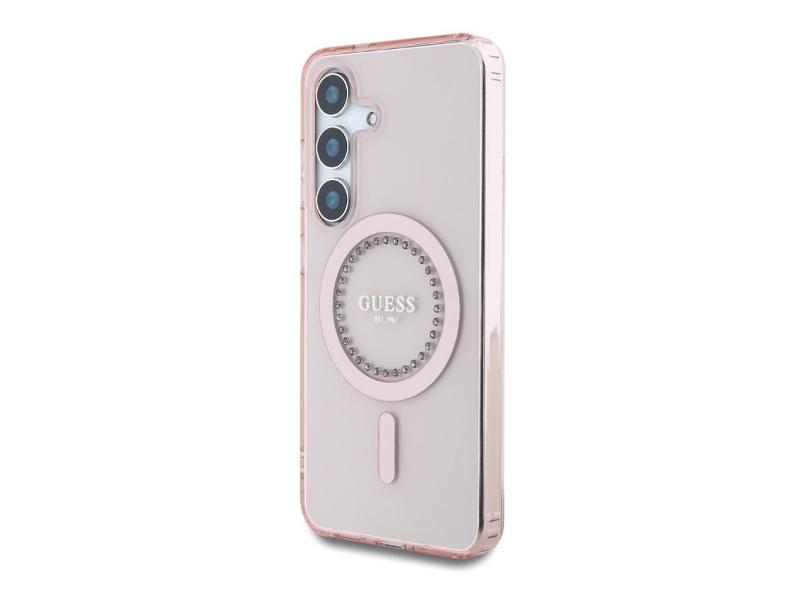 Guess Rhinestones Printed Classic Logo MagSafe Case for Samsung Galaxy S25 - Pink