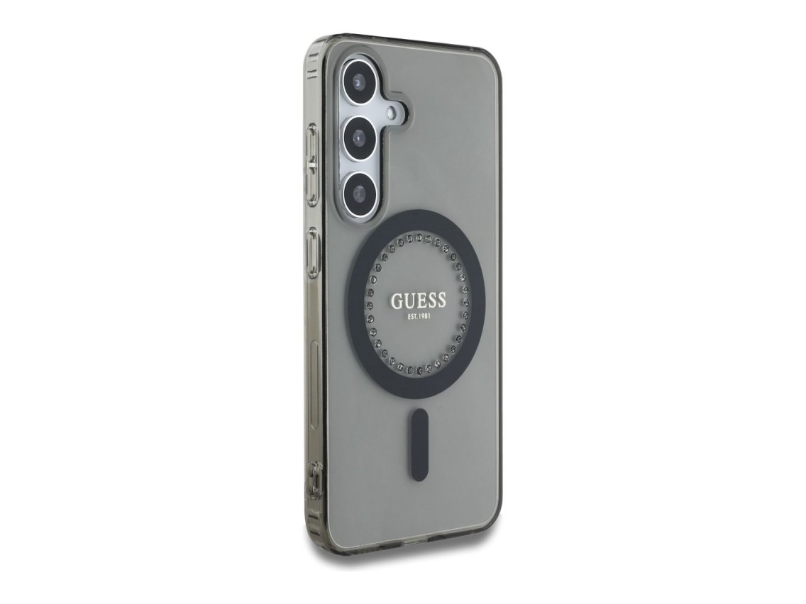 Guess Rhinestones Printed Classic Logo MagSafe Samsung Galaxy S25 case black