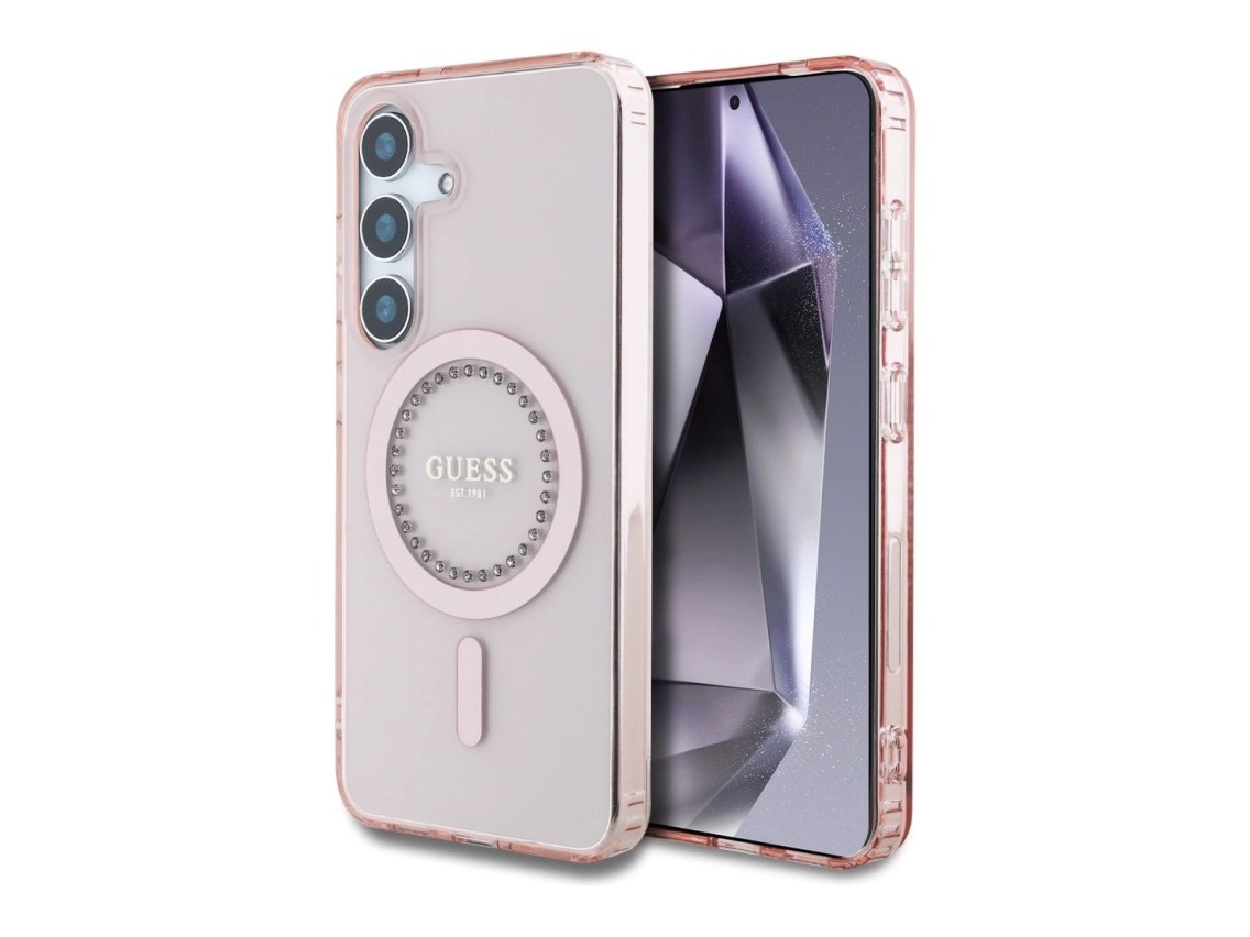 Guess Rhinestones Printed Classic Logo MagSafe Case for Samsung Galaxy S25 - Pink