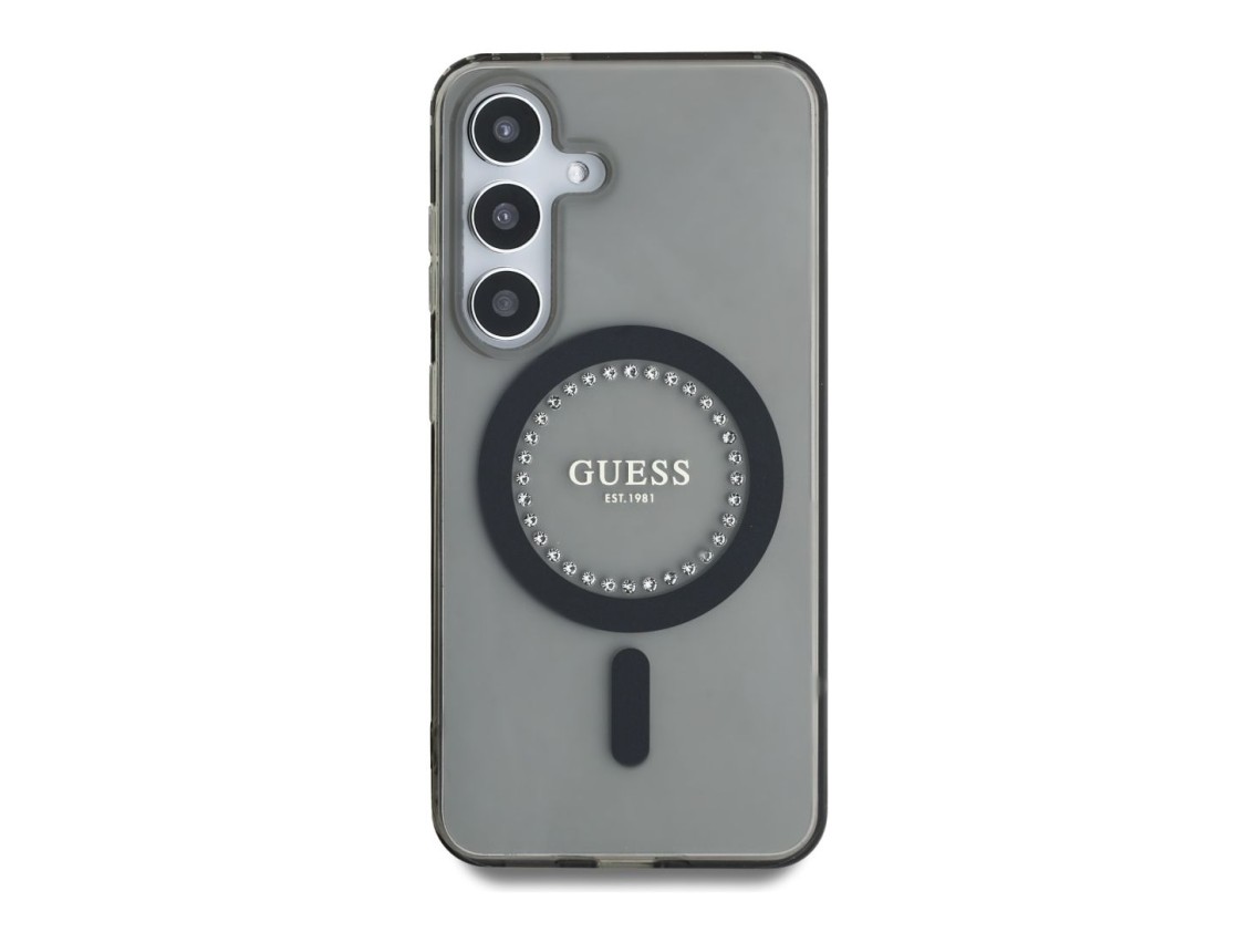 Guess Rhinestones Printed Classic Logo MagSafe Samsung Galaxy S25 case black
