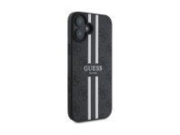 Capa Guess 4G com estampado de riscas e MagSafe para iPhone 16 - preta Capa Guess 4G com estampado de riscas e MagSafe para iPhone 16 - preta