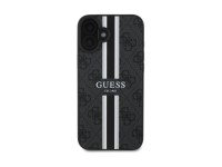 Capa Guess 4G com estampado de riscas e MagSafe para iPhone 16 - preta Capa Guess 4G com estampado de riscas e MagSafe para iPhone 16 - preta