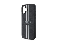 Capa Guess 4G com estampado de riscas e MagSafe para iPhone 16 - preta Capa Guess 4G com estampado de riscas e MagSafe para iPhone 16 - preta