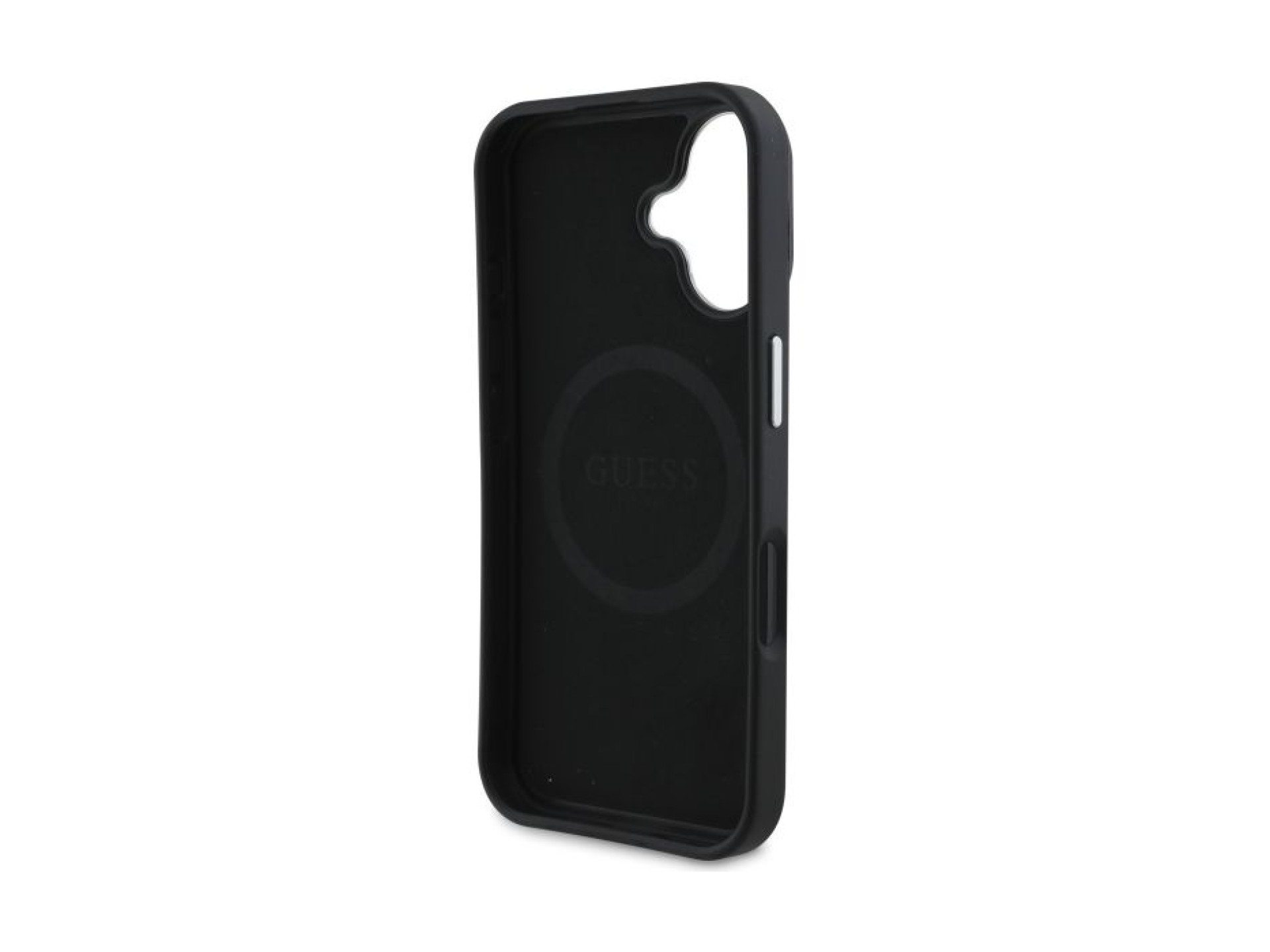 Capa Guess Granulada com Triângulos e MagSafe para iPhone 16 - preta