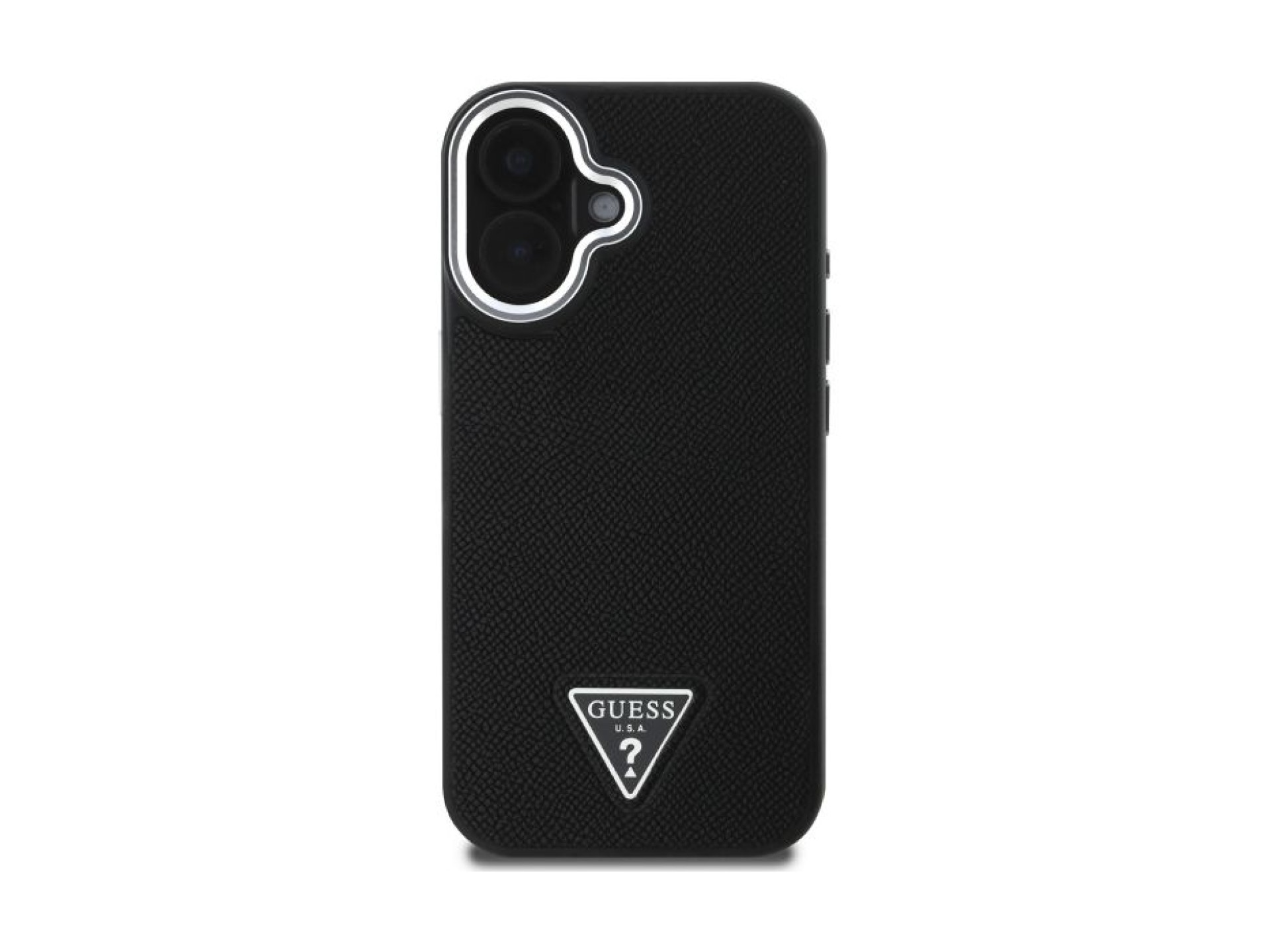 Capa Guess Granulada com Triângulos e MagSafe para iPhone 16 - preta