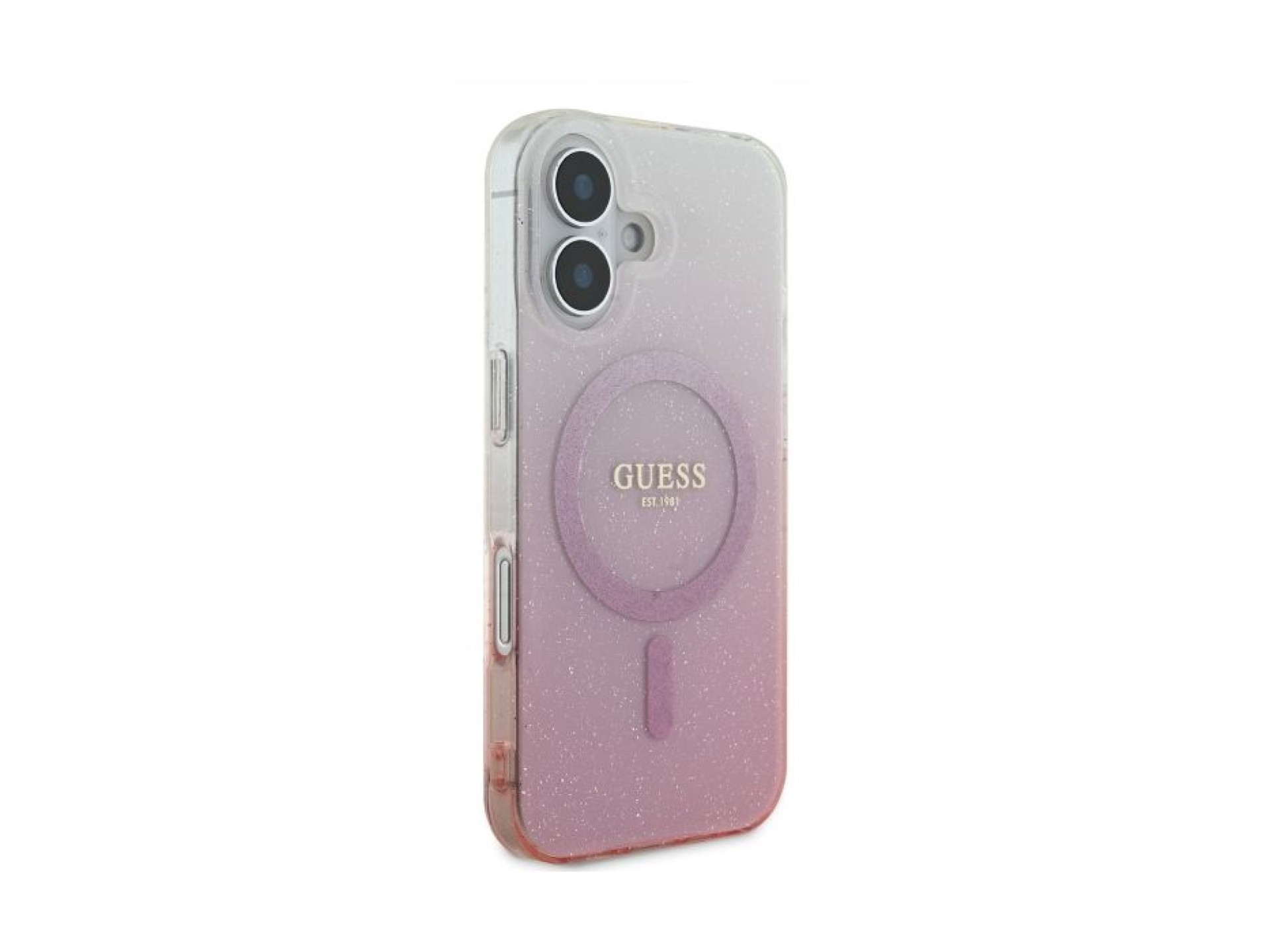 Capa Guess IML Glitter Gradient MagSafe para iPhone 16 - Rosa