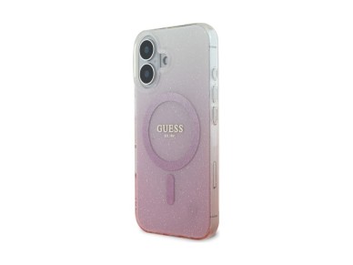 Guess IML Glitter Gradient MagSafe Case for iPhone 16 - Pink