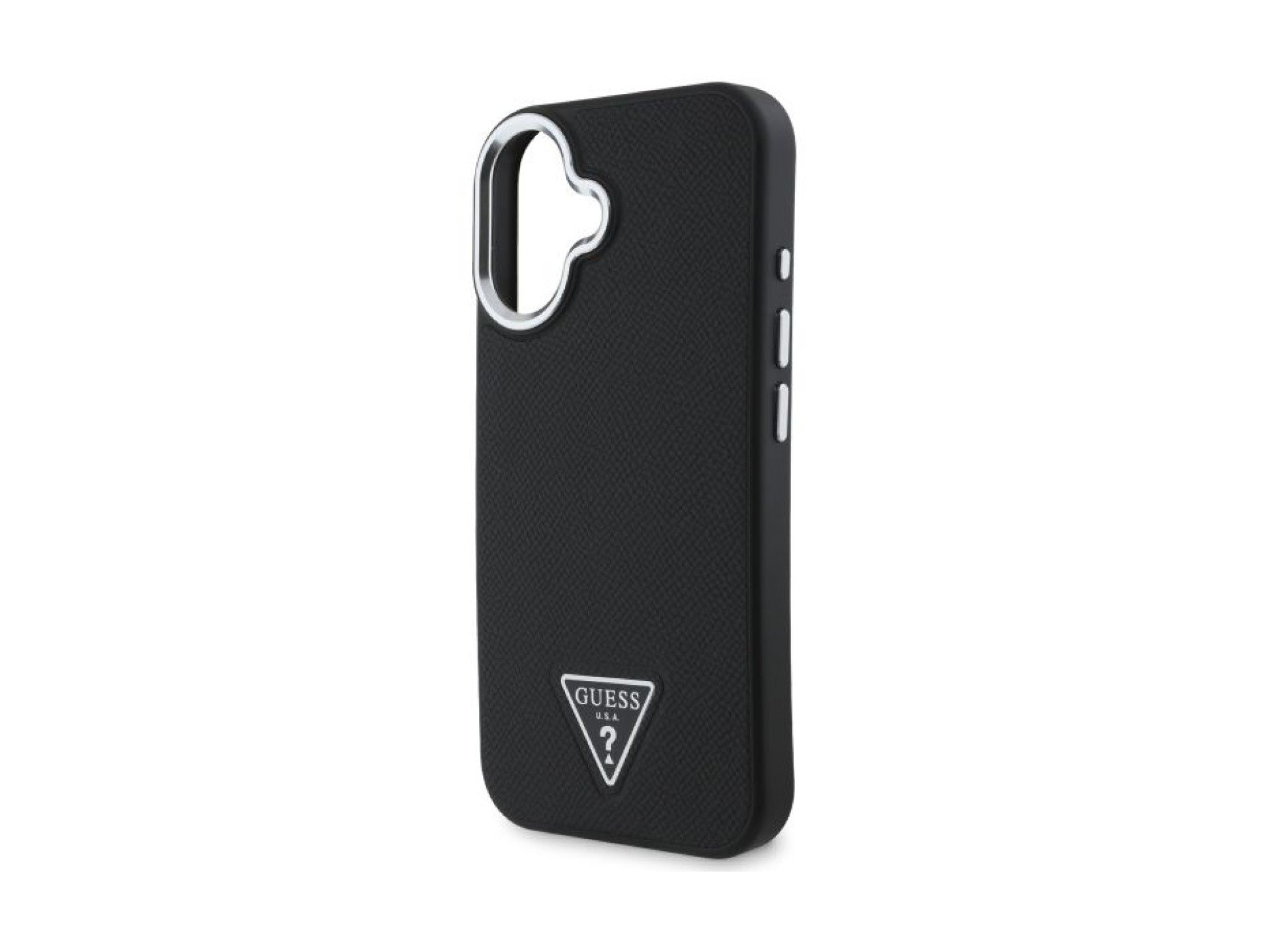 Capa Guess Granulada com Triângulos e MagSafe para iPhone 16 - preta