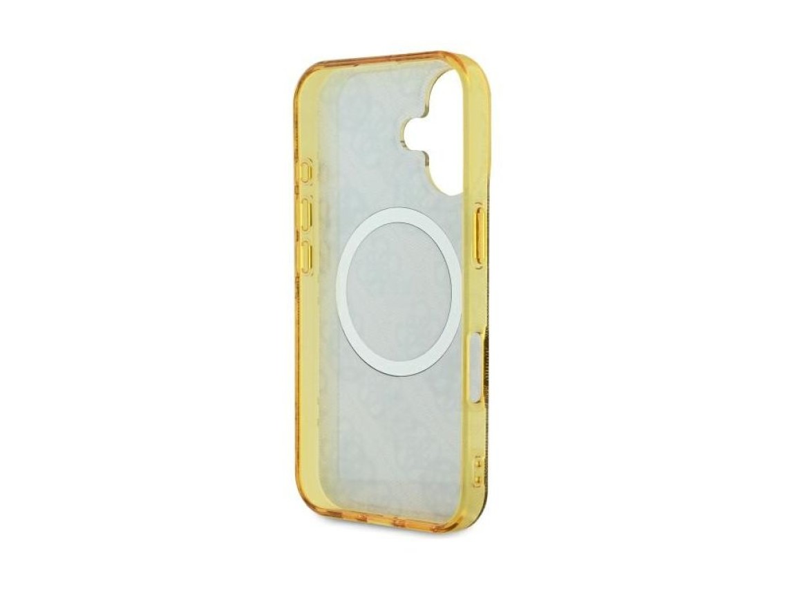 Guess IML Peony On 4G Background MagSafe iPhone 16 Case - Brown