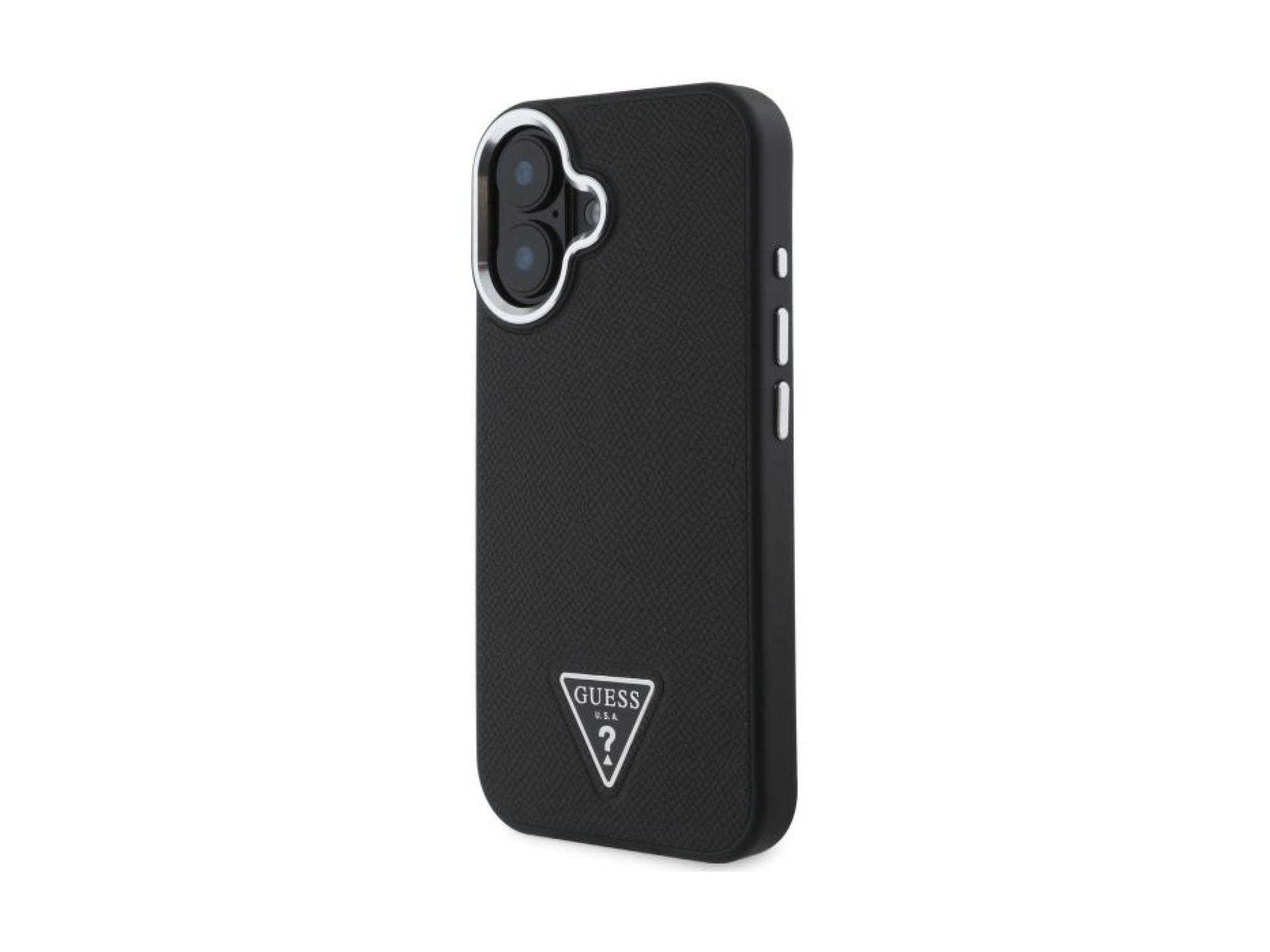 Capa Guess Granulada com Triângulos e MagSafe para iPhone 16 - preta