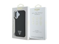 Capa Guess Granulada com Triângulos e MagSafe para iPhone 16 - preta Capa Guess Granulada com Triângulos e MagSafe para iPhone 16 - preta