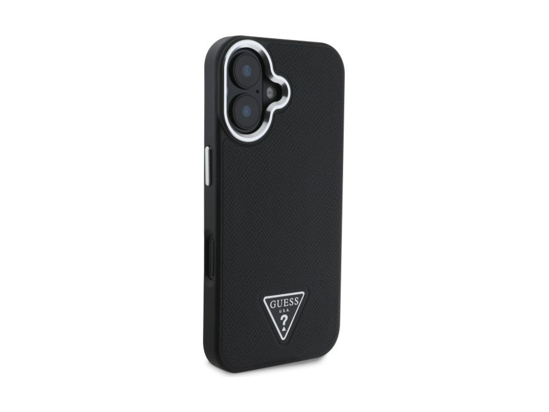Capa Guess Granulada com Triângulos e MagSafe para iPhone 16 - preta