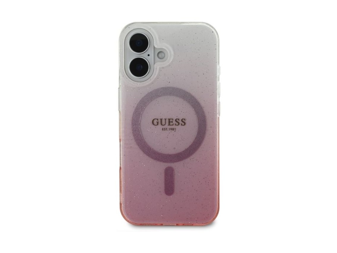 Capa Guess IML Glitter Gradient MagSafe para iPhone 16 - Rosa