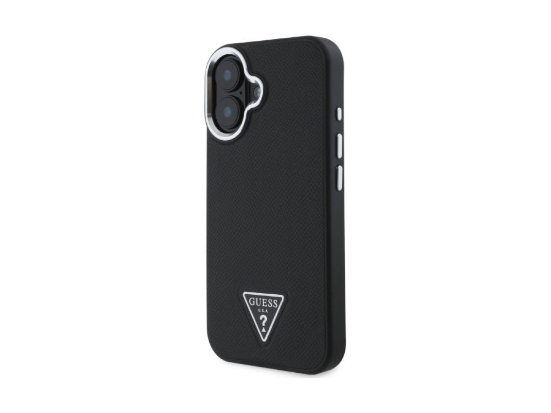 Capa Guess Granulada com Triângulos e MagSafe para iPhone 16 - preta