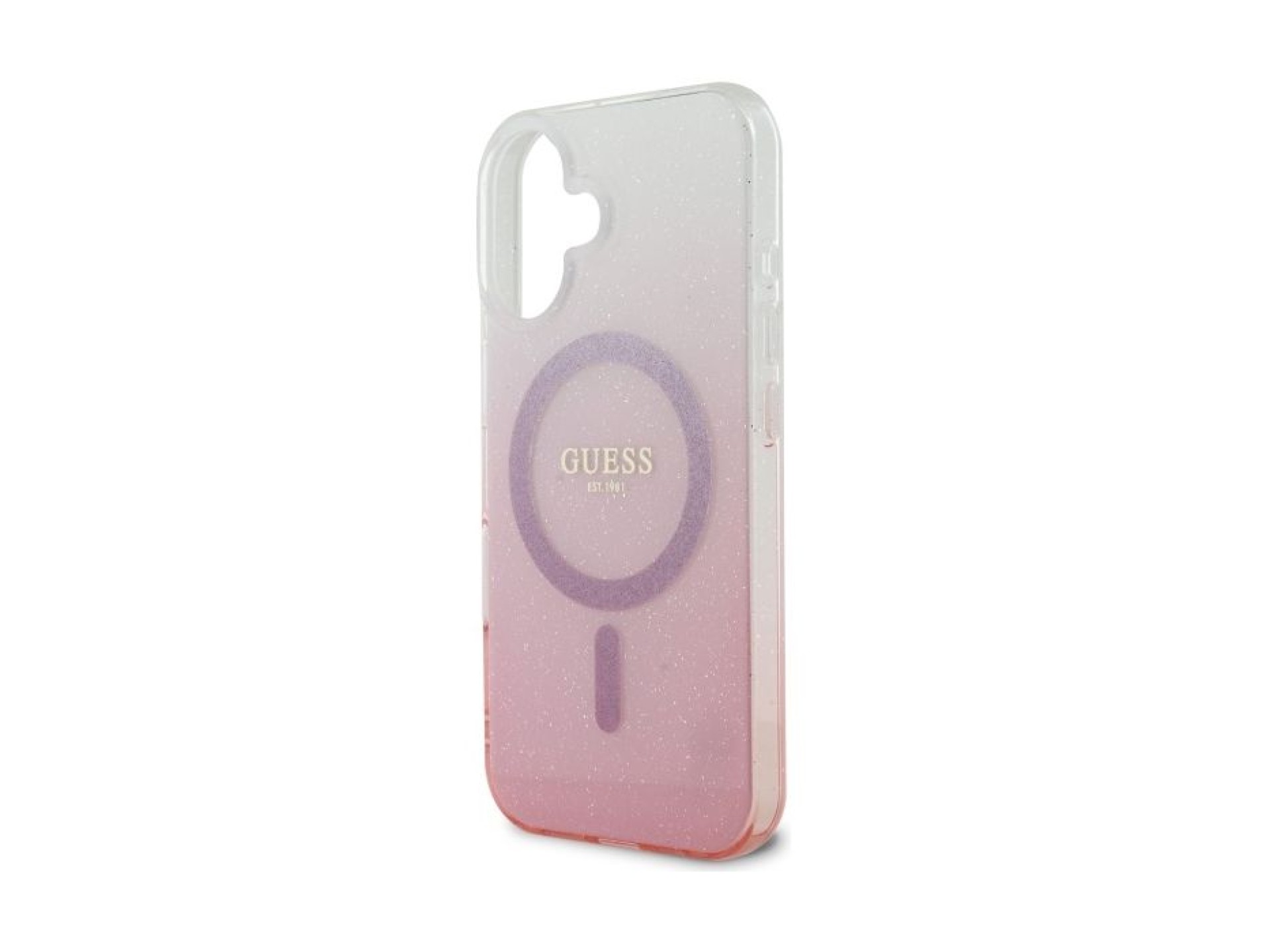 Capa Guess IML Glitter Gradient MagSafe para iPhone 16 - Rosa