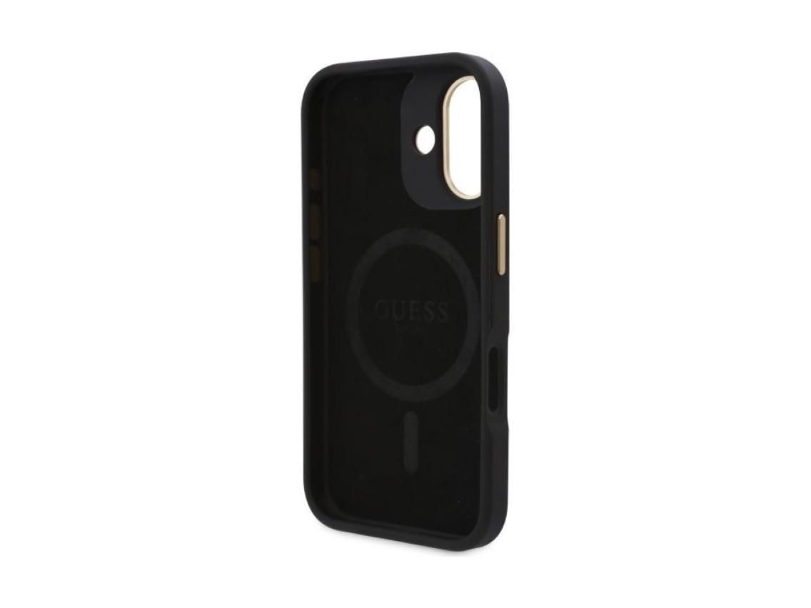 Funda Guess 4G Logo Plate MagSafe para iPhone 16 - negra