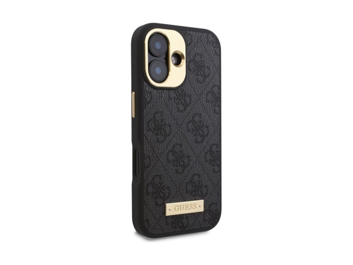 Guess 4G Logo Plate MagSafe Case for iPhone 16 Plus - Black