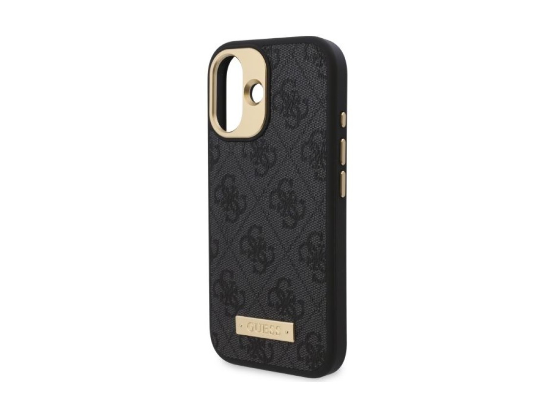 Funda Guess 4G Logo Plate MagSafe para iPhone 16 - negra