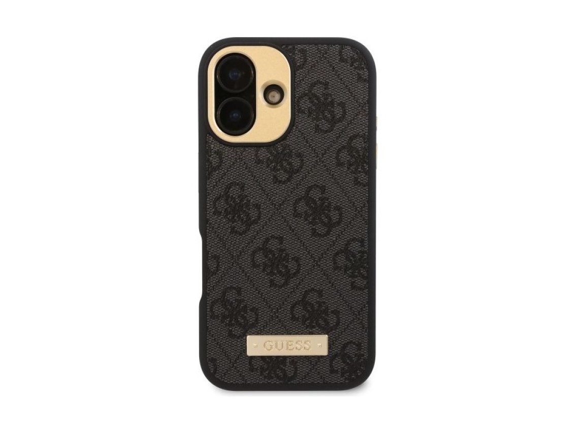 Funda Guess 4G Logo Plate MagSafe para iPhone 16 - negra