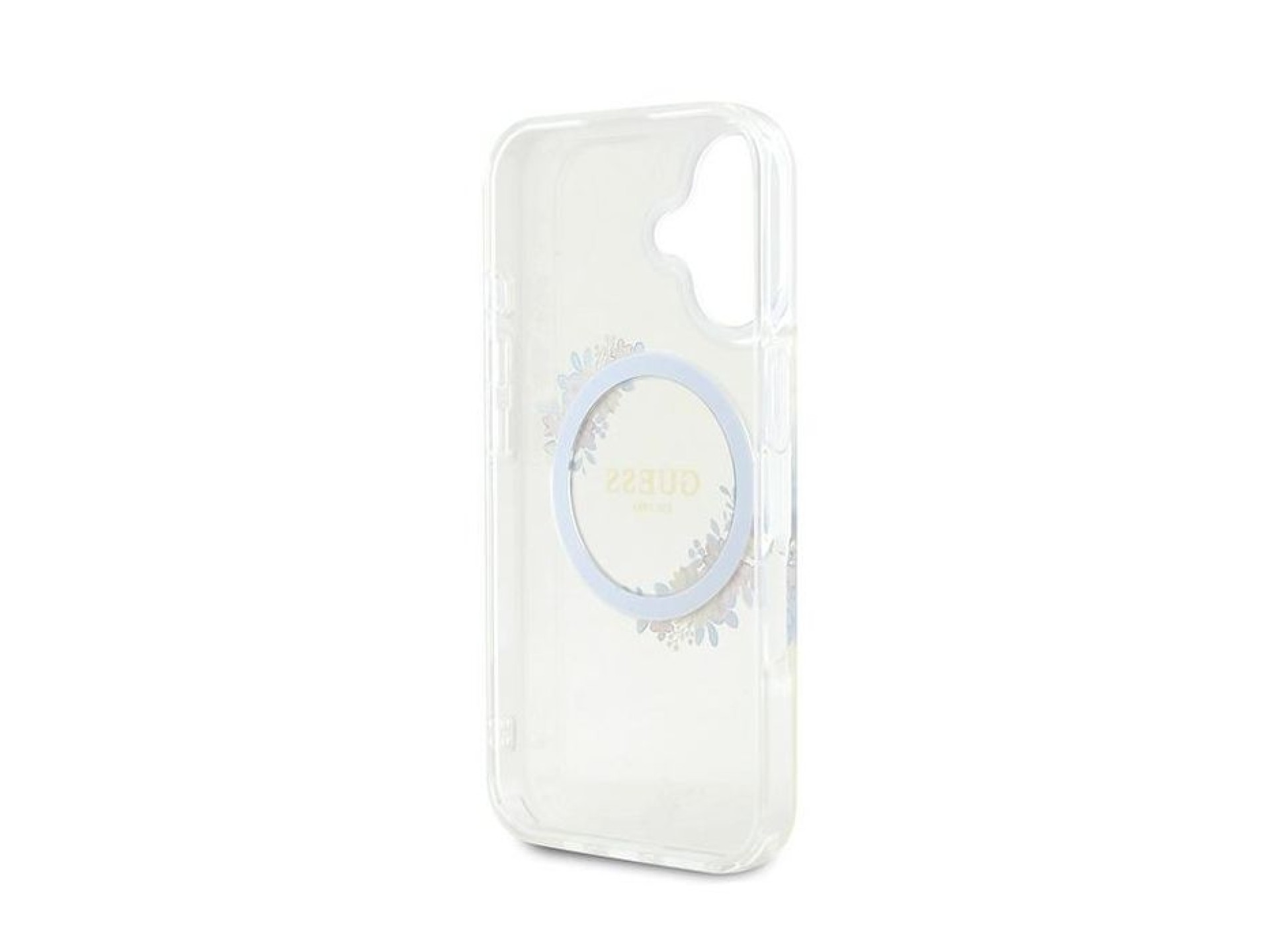 Guess IML Flowers Wreath MagSafe Case for iPhone 16 Plus - Clear