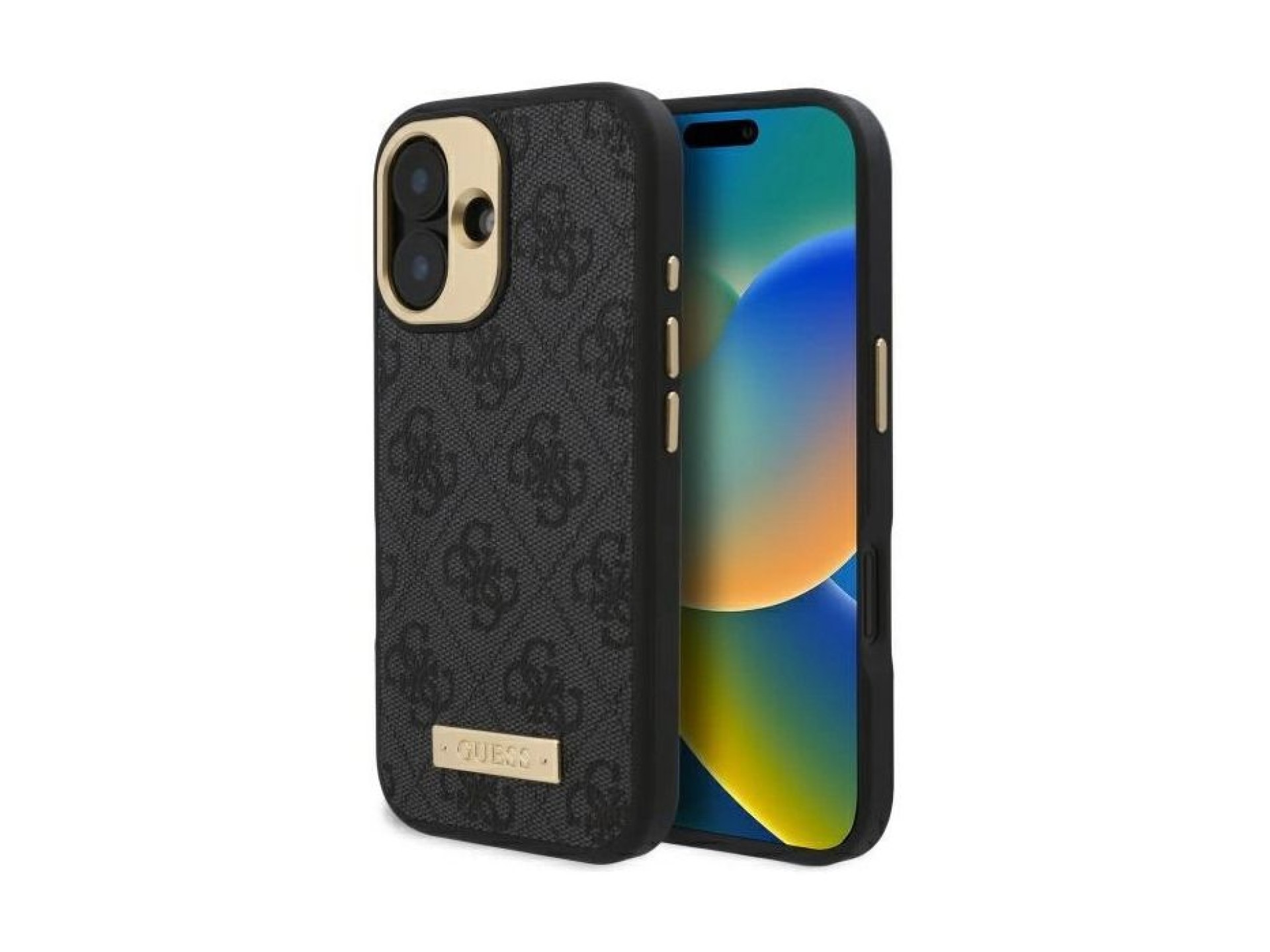 Funda Guess 4G Logo Plate MagSafe para iPhone 16 - negra