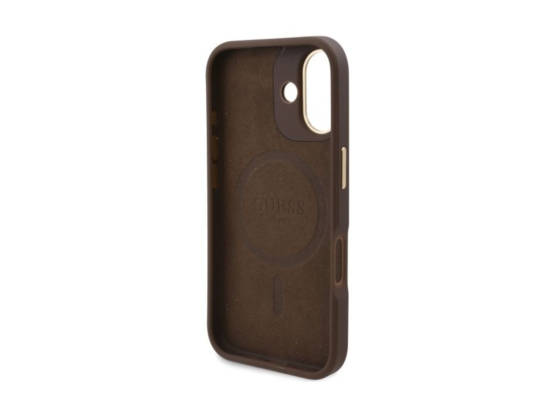 Guess 4G Logo Plate MagSafe Case for iPhone 16 Plus - Brown