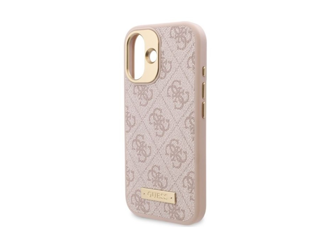Funda Guess 4G con logo y placa MagSafe para iPhone 16 - Rosa