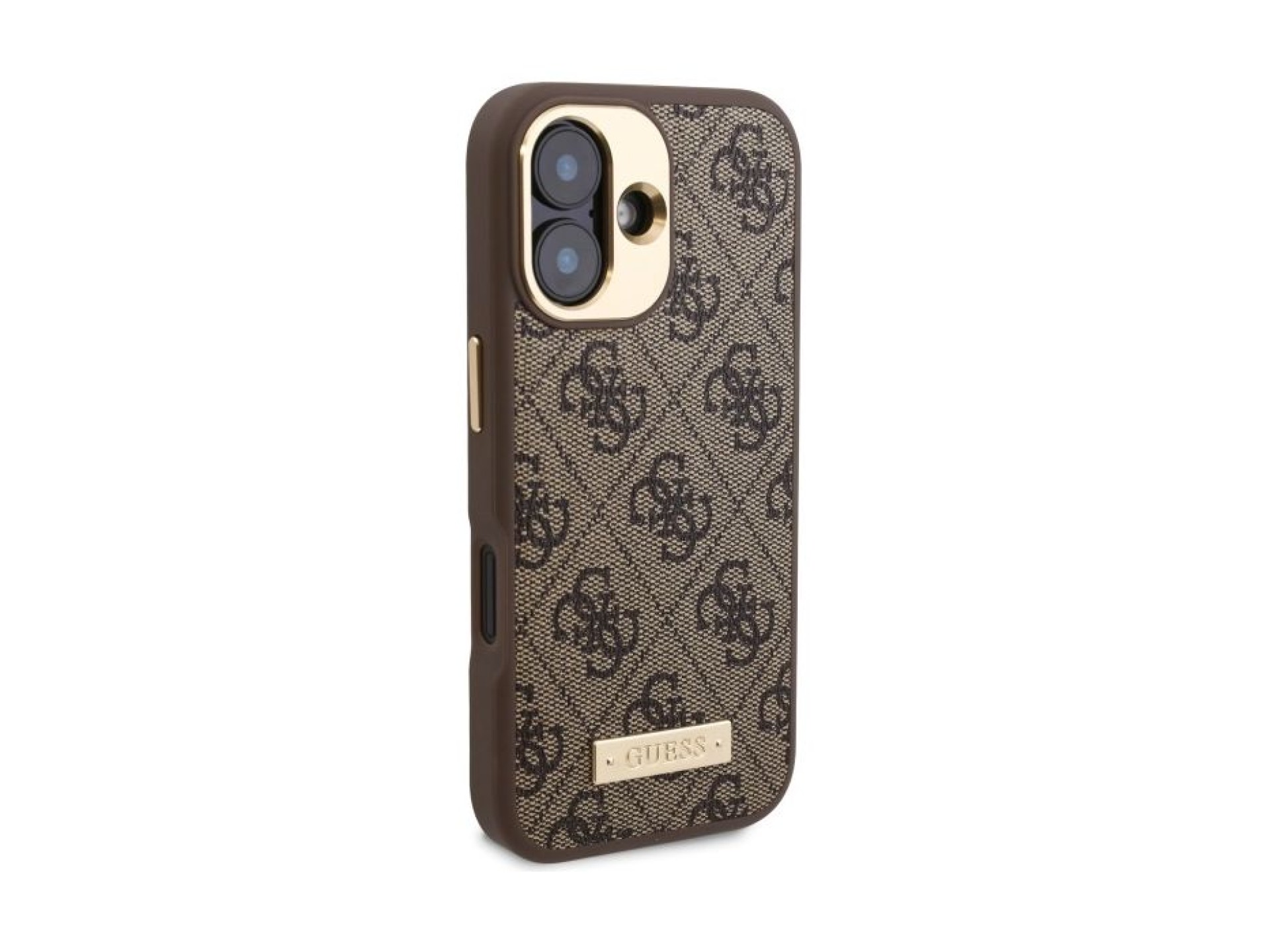 Guess 4G Logo Plate MagSafe Case for iPhone 16 Plus - Brown