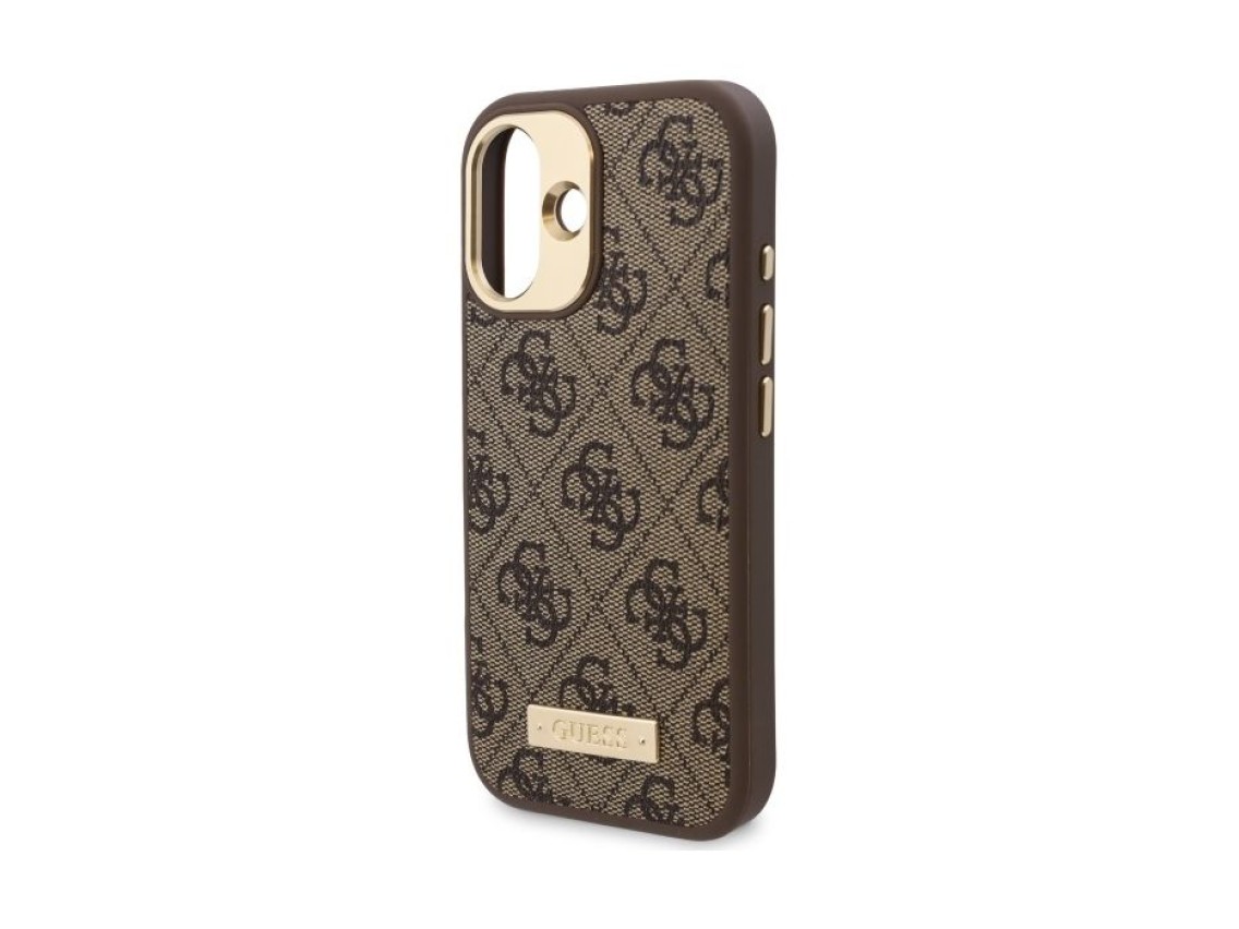 Guess 4G Logo Plate MagSafe Case for iPhone 16 Plus - Brown