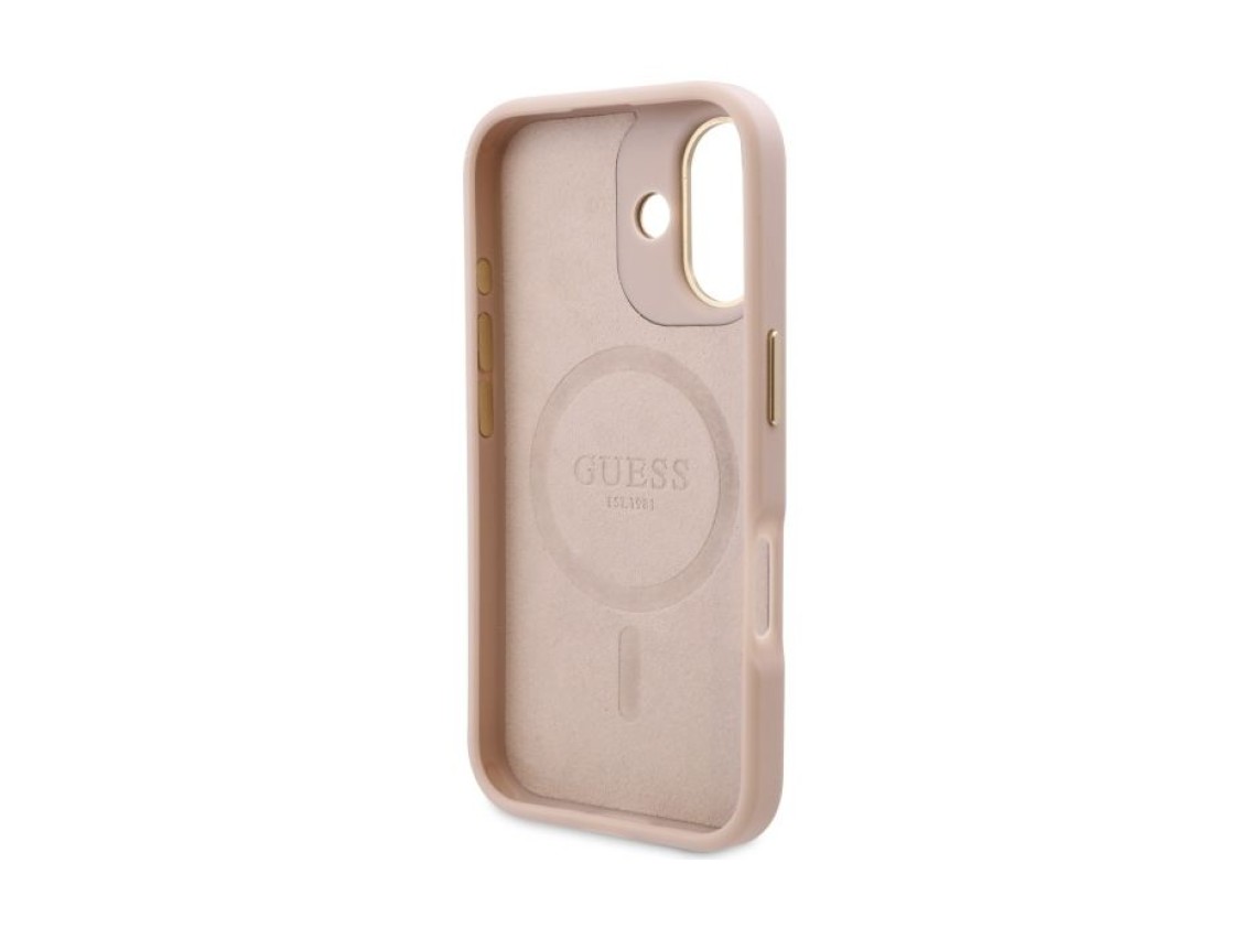 Funda Guess 4G con logo y placa MagSafe para iPhone 16 - Rosa