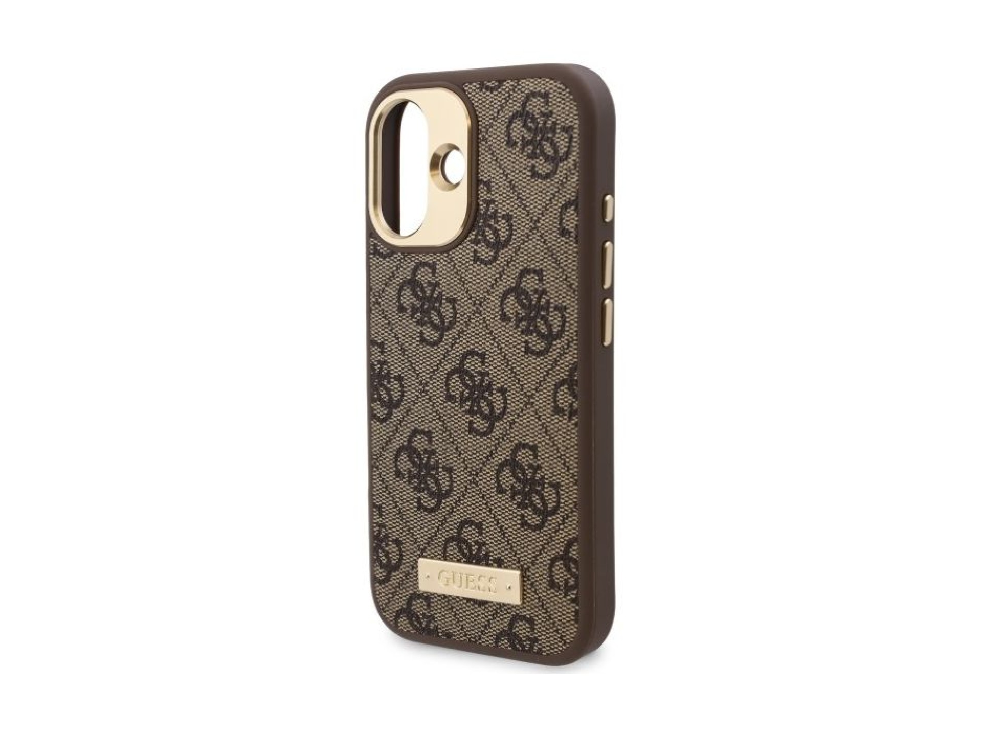 Guess 4G Logo Plate MagSafe Case for iPhone 16 Plus - Brown