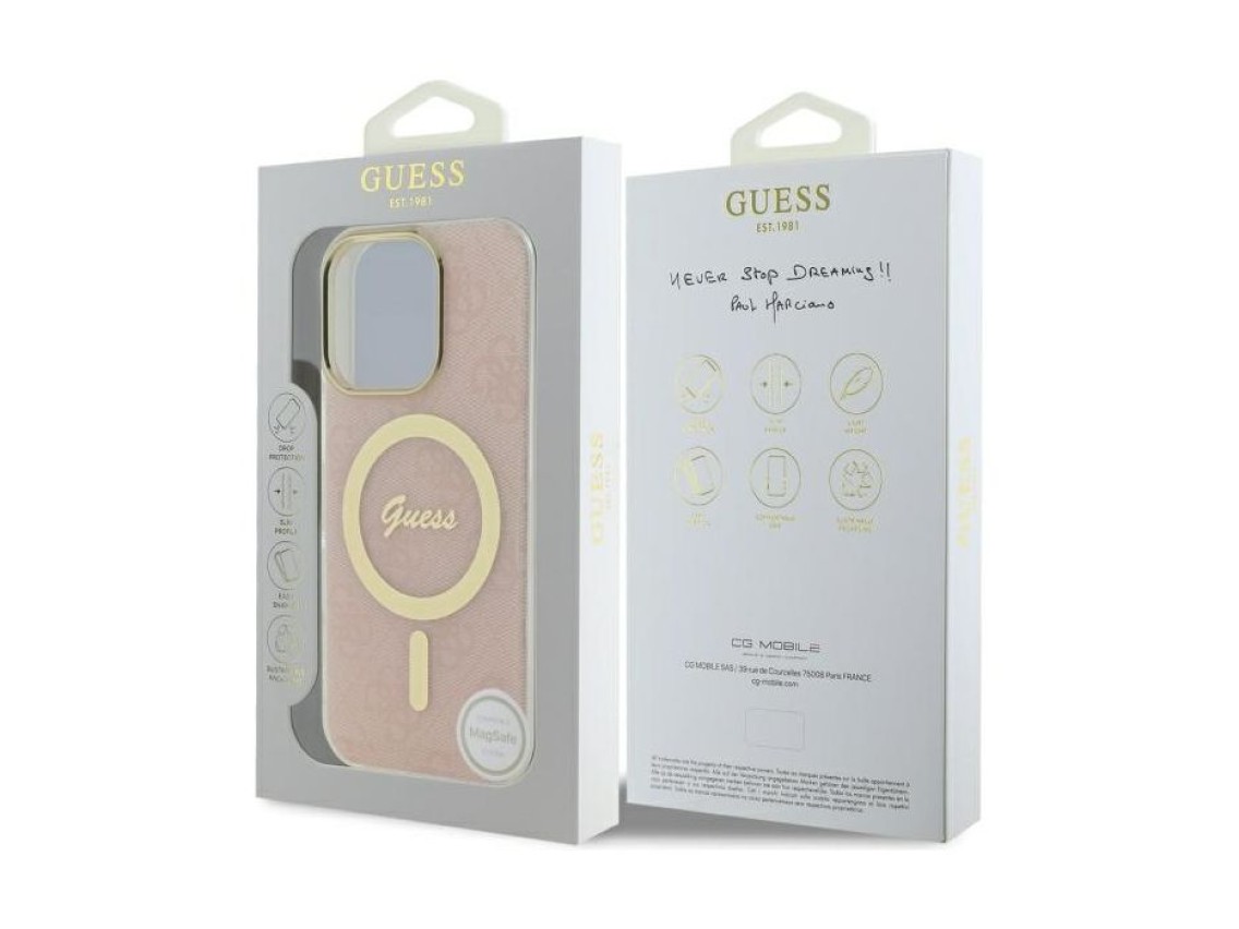 Capa Guess IML 4G MagSafe para iPhone 16 Pro Max - Rosa
